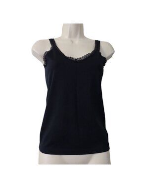 Nouvelle Seamless Intimates Shaper Slimming Black Lace Trim Camisole Tank Size L